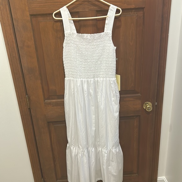 NWT Trovata Birds of Paradis Dolores midi white dress large - Picture 3 of 14